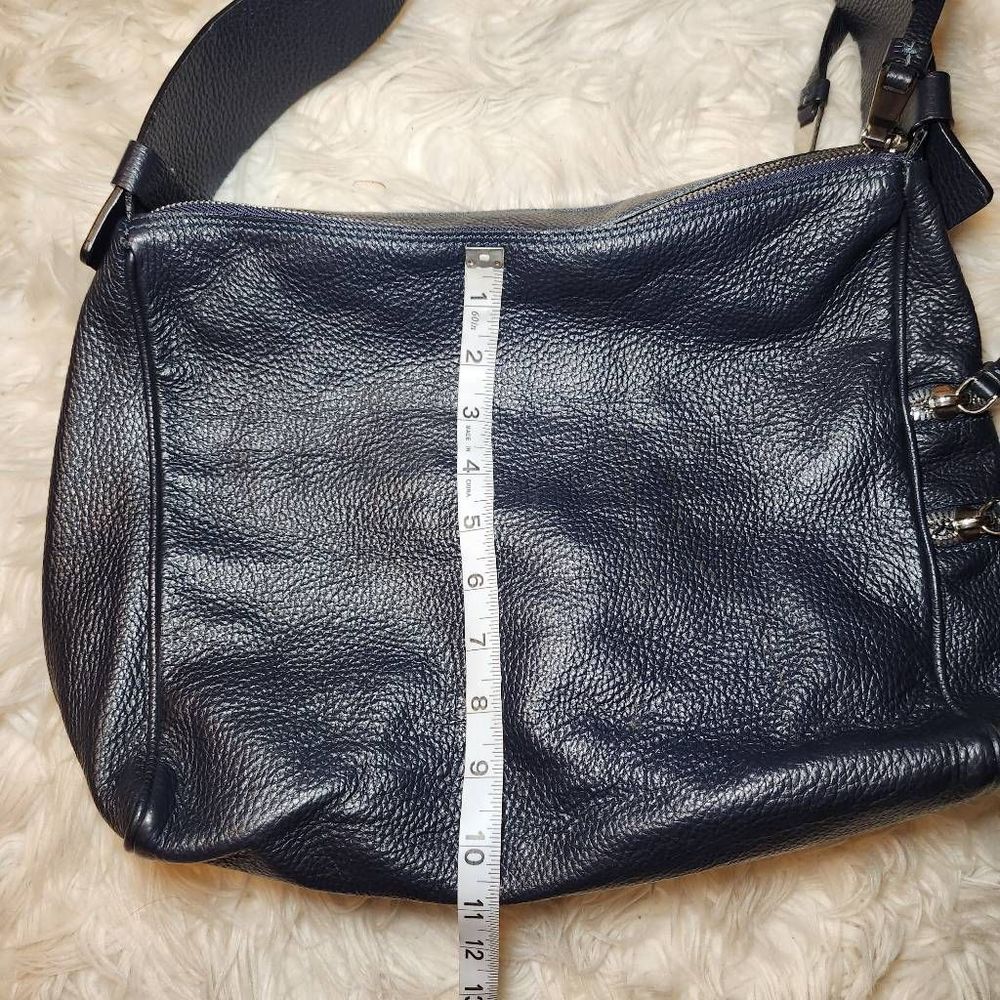 Lia Numa Navy Blue Pebbled Leather Shoulder Bag View 5
